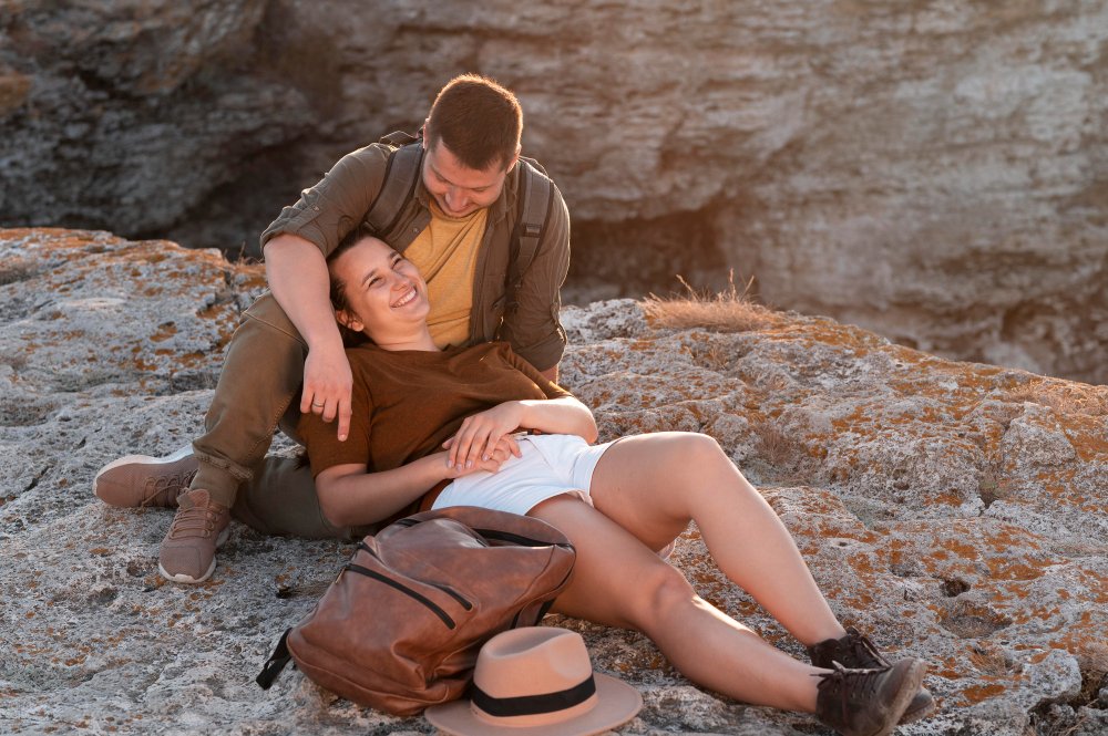 Couple on honeymoon safari